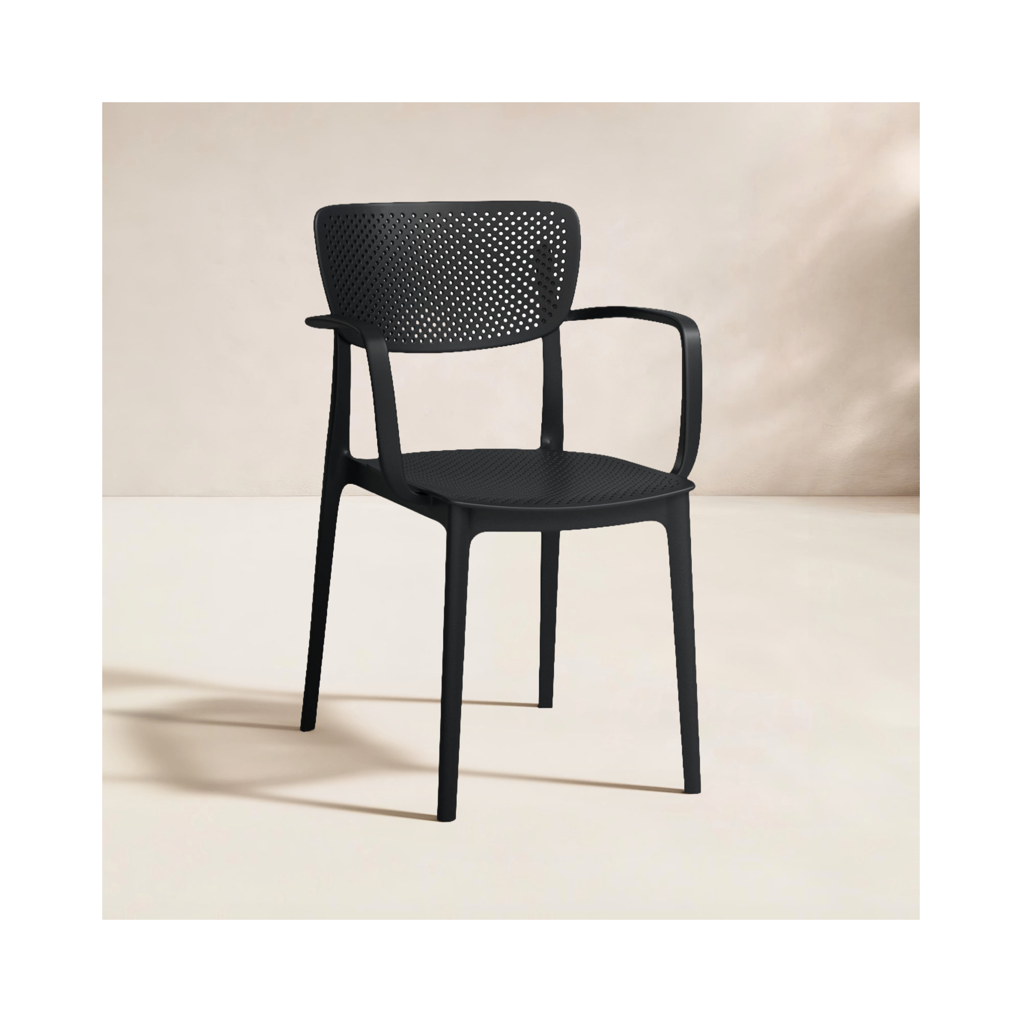 Farrah Stacking Patio Dining Armchair, Black