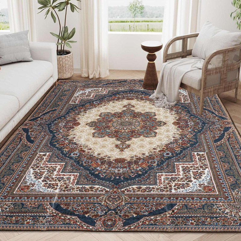8x10 Area Rug Vintage Bohemia Non-slip Washable Rug, Rectangle 8' x 10'