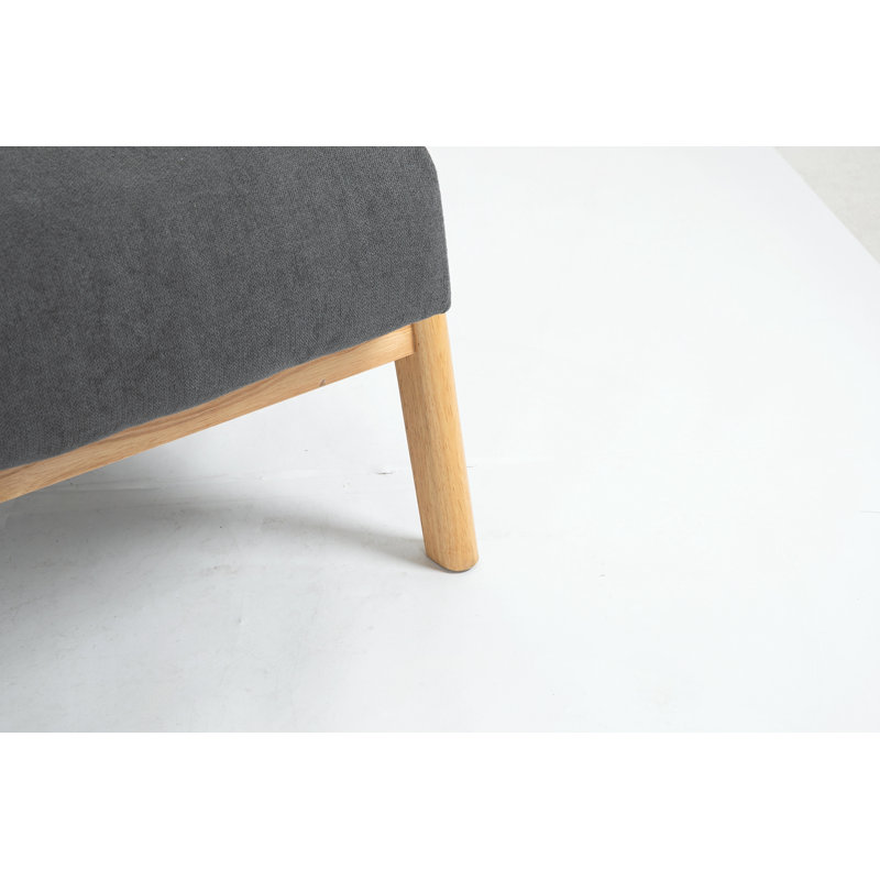 Chaise d'appoint Mid-Century moderne avec structure en bois, Gris, Naturel