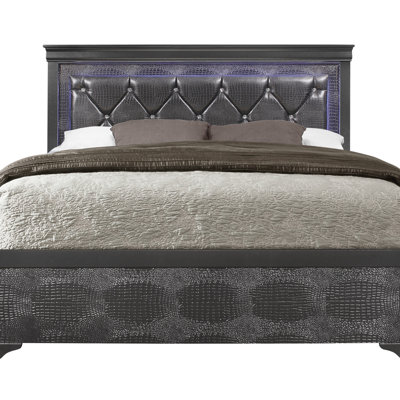 Shaker Grey Bed With LED