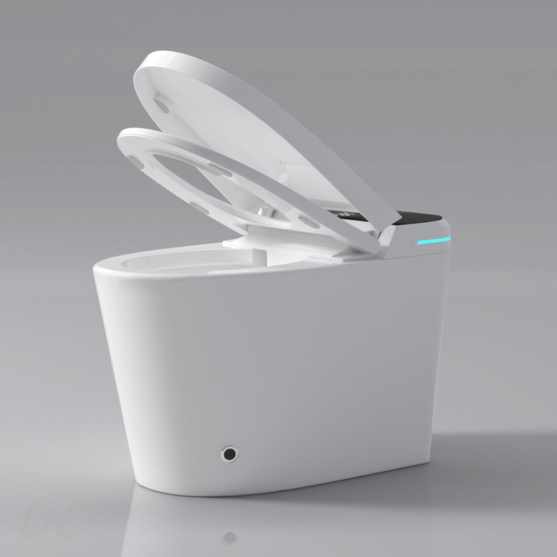 Rear Outlet Smart Toilet with Bidet Seat Built-in, Intelligent Toilet Auto Open/Close Seat, Foot Sensor, LED Display,Night Light, Warm Water & Dryer,White