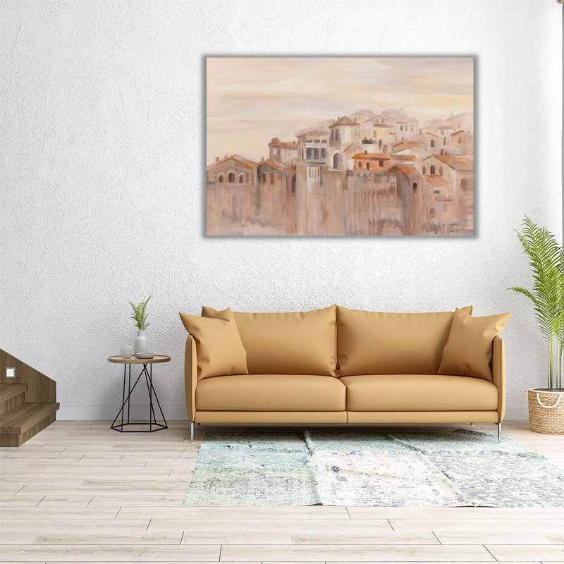 Vieille ville d'Italie - reproduction d'art sur toile, H 20 po x l 30 po
