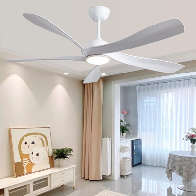 Ventilateur de plafond à 5 pales éclairé avec lampe DEL et télécommande Fergus