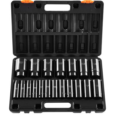 1/2 Inches 19 - Piece Impact Socket Kit, 6 Point Cr V Sockets, 3/8 1 Inch Range, Storage Cage Deep Group, Design, Sizes, For Convenience