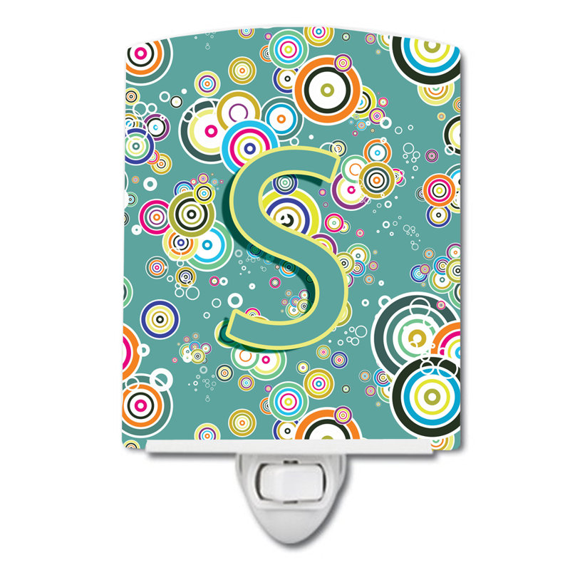 Lampe de nuit en céramique à l’alphabet circle initial, S