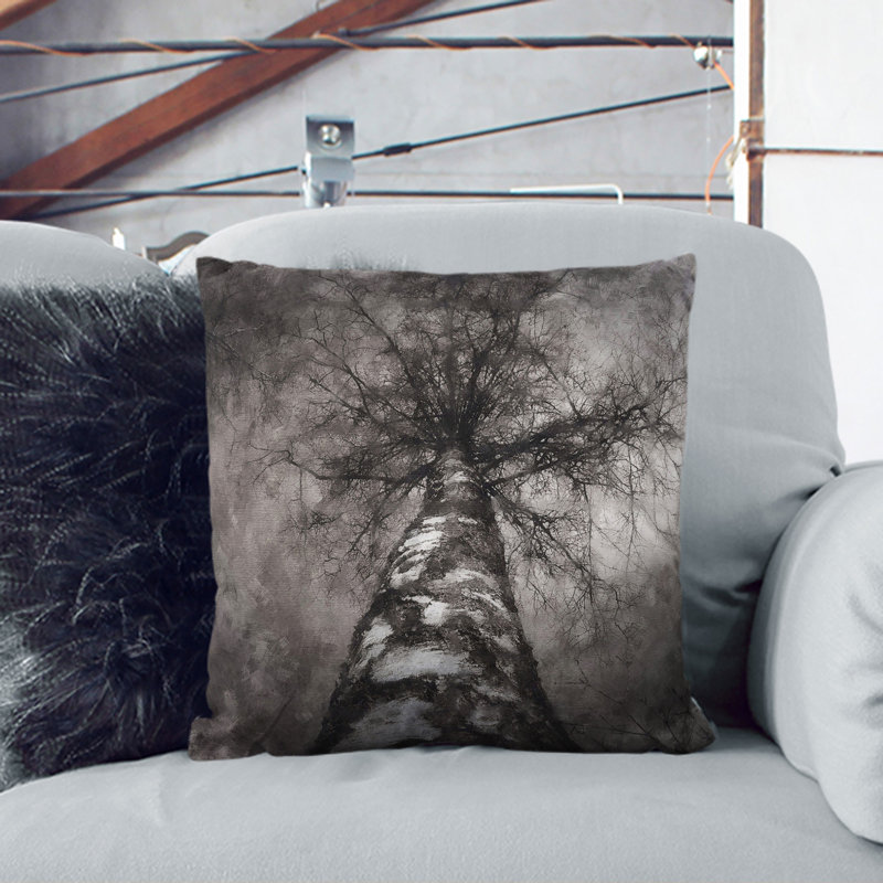 Birch Tree Painting Scatter Cushion, Black, 40cm H x 40cm W x 15cm D
