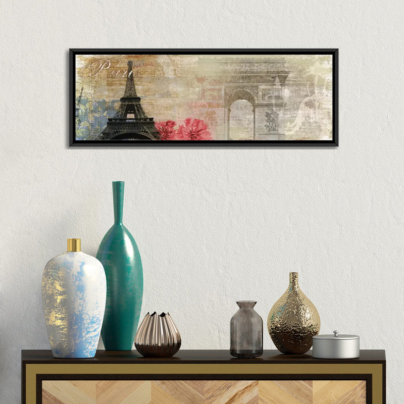 «Paris» par PI Studio, impression sur toile tendue, H 12 po x l 36 po x P 1,5 po, Toile avec cadre noir