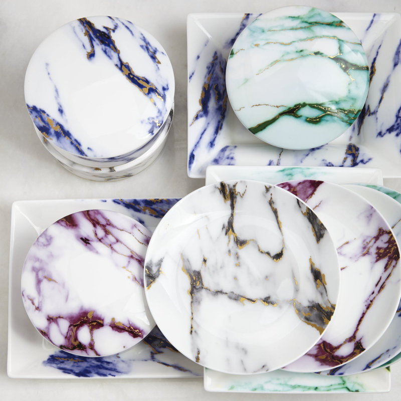 Boîte d'accessoires en porcelaine marbrée Verde