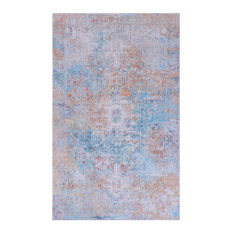 Yellow Washable Rug Area Rug, Rectangle 8' x 5'