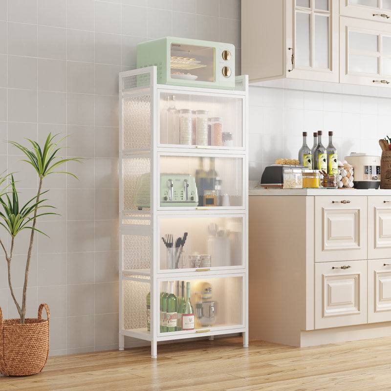 Étagère de boulanger standard en métal de 23,62 po avec compatibilité pour micro-ondes Afif, Blanc
