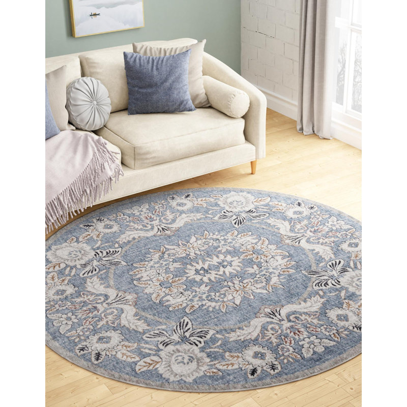 Erica Floral Indoor Rug, Round 3'3"