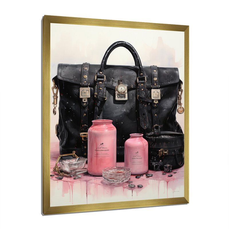Sacs de créateurs roses Plancroft Glamour II - imprimé, H 20 po x l 12 po x P 1 po, Encadrement doré