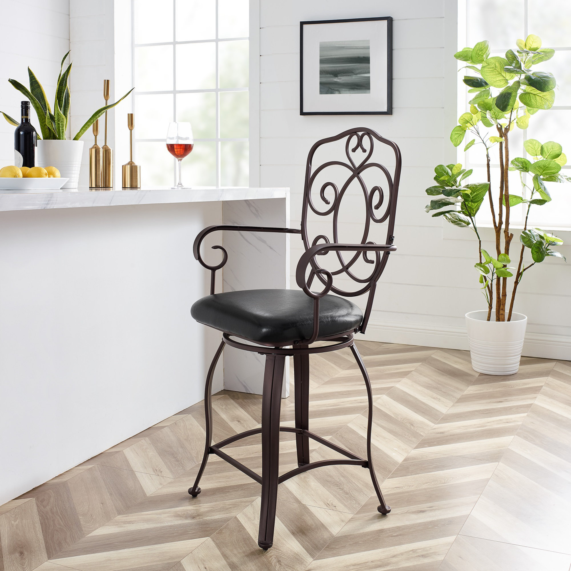 Harley faux leather best sale and metal swivel stools