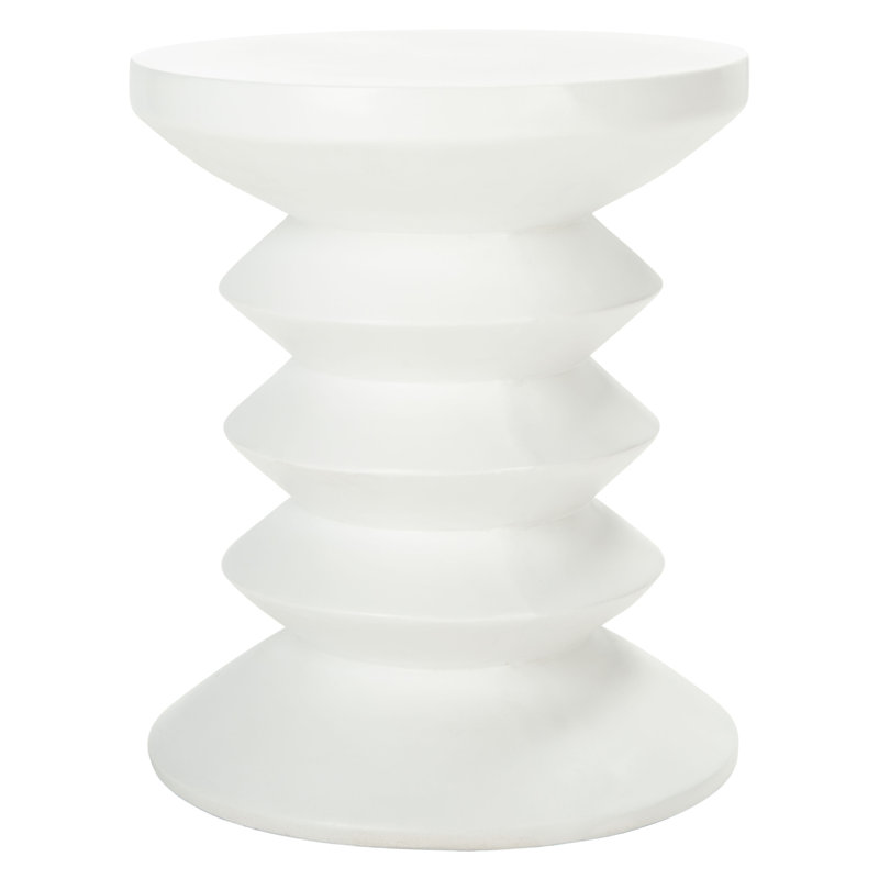 Catrece Outdoor Concrete Accent Stool, White