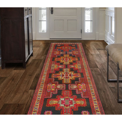 One-of-a-Kind 3'5" X 10'4" New Age Runner Wool Area Rug in