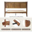 Structure de lit grand avec tête et pied de lit, lit plateforme en bois massif avec pieds en métal, 12 lattes renforcées, anti-dérapant et silencieux, pas de sommier tapissier, finition noyer-900422912-900422916
