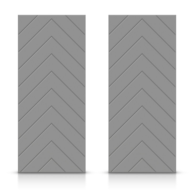 Portes de placard coulissantes à panneaux en bois manufacturé, 48 po x 80 po, Gris clair