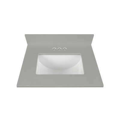 25 Inch Earth Gray Quartz Vanity Top With Sink & Backsplash