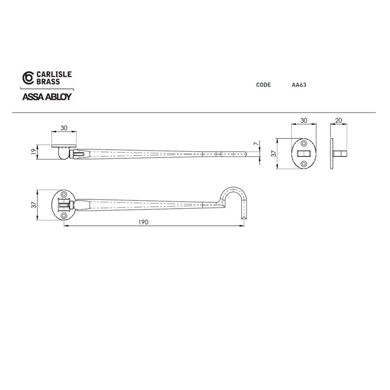 Gerbiorn Cabin Hook, 1.9cm H x 21.1cm W x 3.7cm D, Satin Chrome
