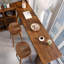 Table de bar rectangulaire rétro en bois massif brun-607763295