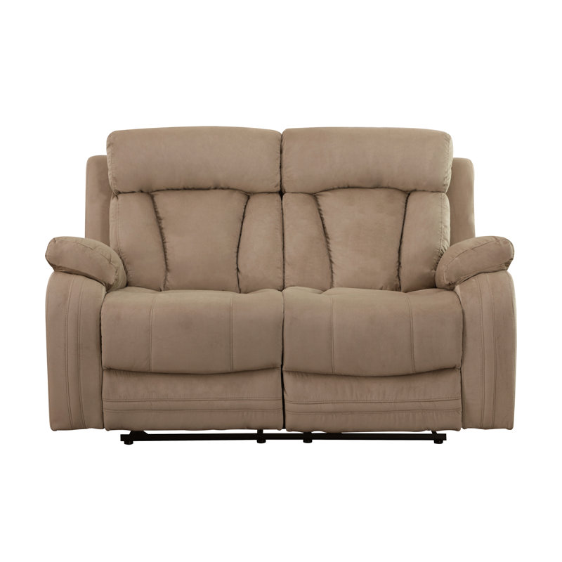 Microfibre avec coins renforcés et support lombaire - Structure en bois franc beige inclinable