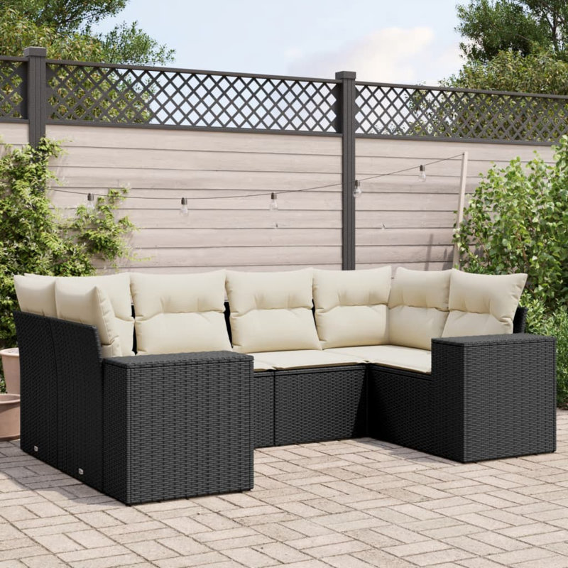 Ensemble de canapé de jardin Vidaxl noir, blanc crème