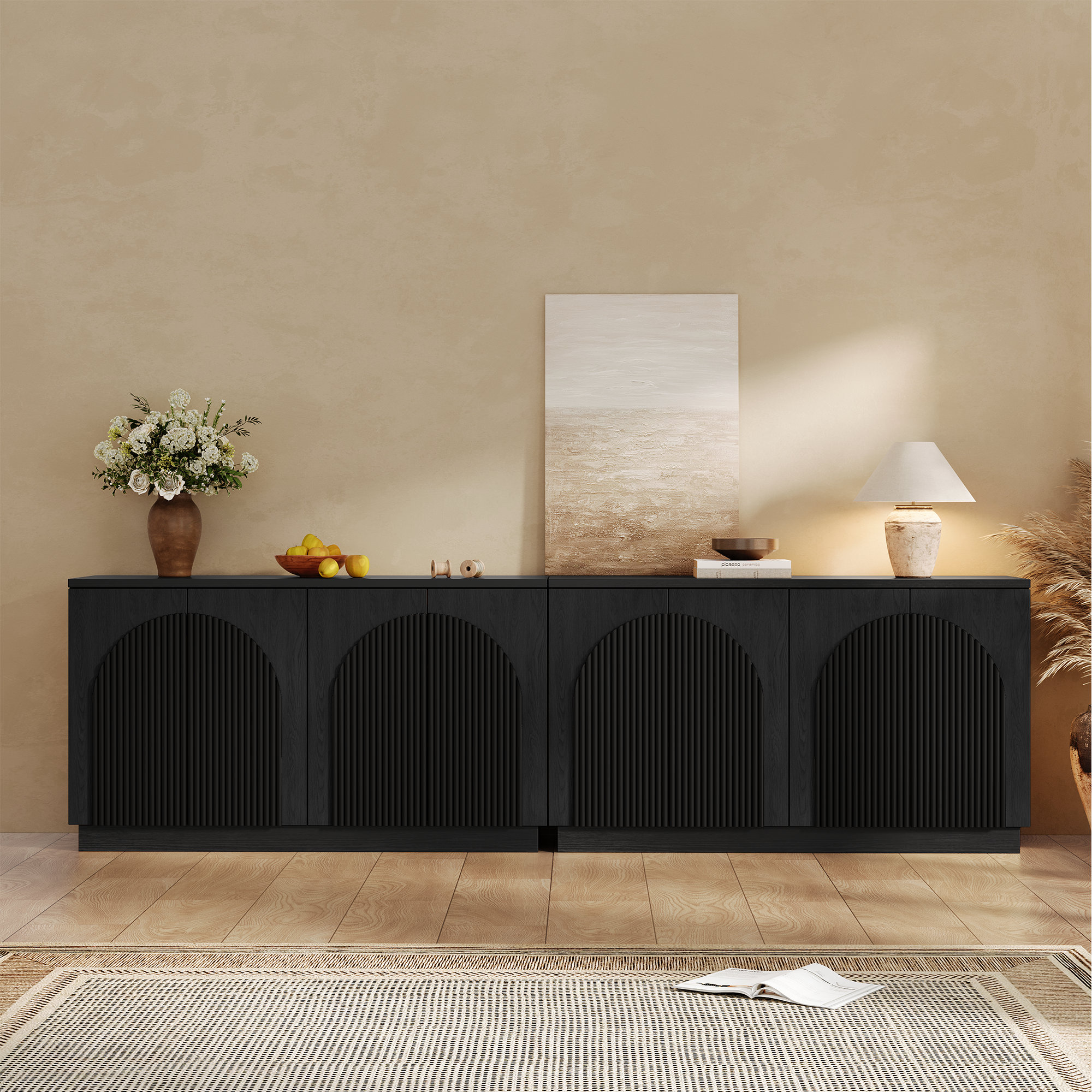 Ebern Designs Designer 55'' Curved Three-dimensional Texture Sideboard ...