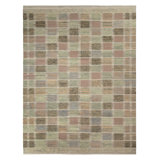 Scandinavian Hand Knotted Wool Geometric Area Rug