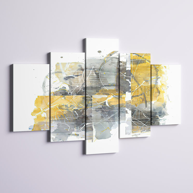 Styron Moving in and Out of Traffic II Yellow Grey' Print Multi-Piece Image on Canvas