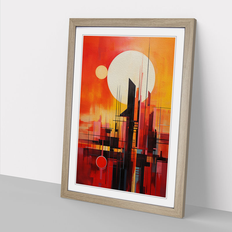 Sunrise Constructivism - Framed Print, Oak, 34" H x 25" W x 2" D