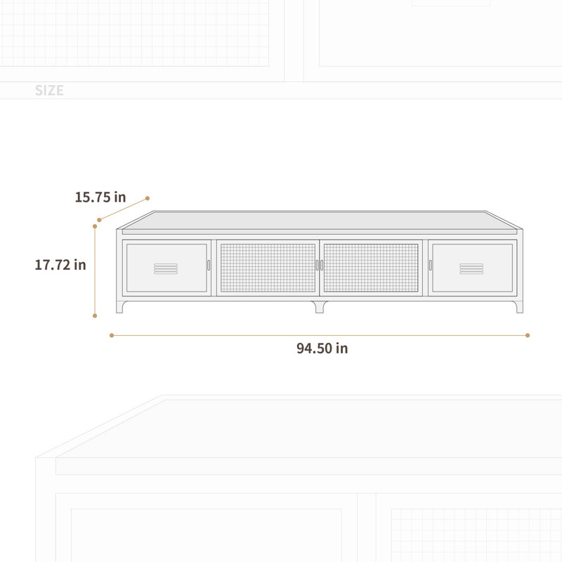 Storage Credenza, Black, 94.48"