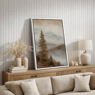 Woodland Forest Landscape Misty Forest Mountain Landscape Modern Minimalist Nature Farmhouse Wall Art, estampe numérique sur toile