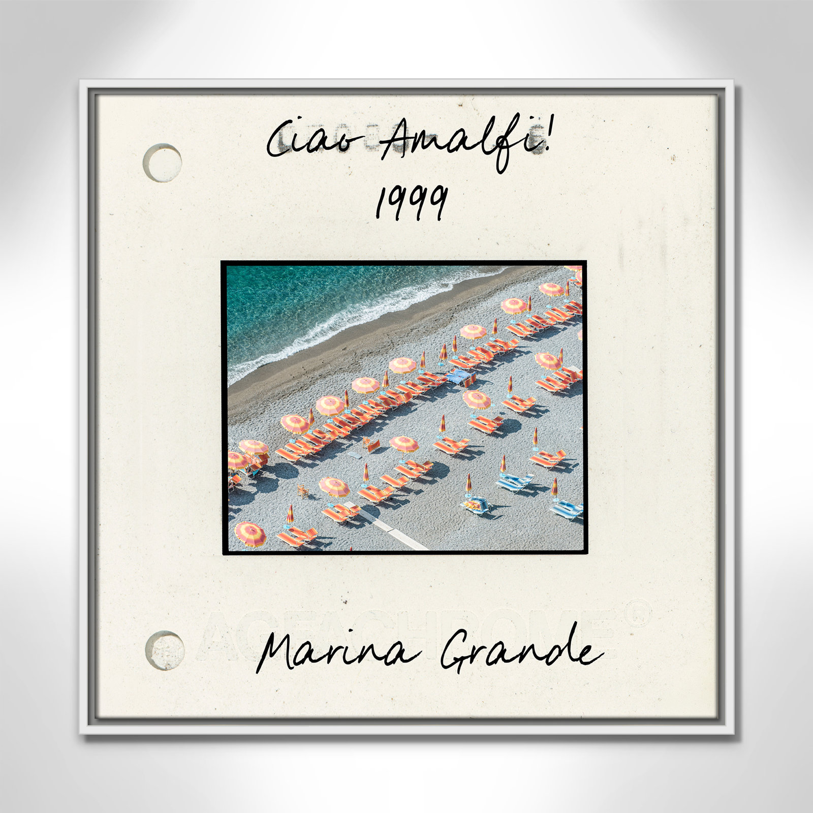 Travel Slide Collection "Amalfi, Italy - Marina Grande" Print, White Floater Framed Canvas, 25.5" H x 25.5" W x 2" D