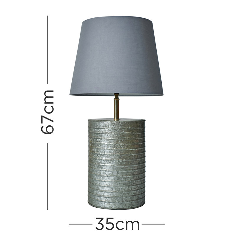 Metal Table Lamp, Grey, No
