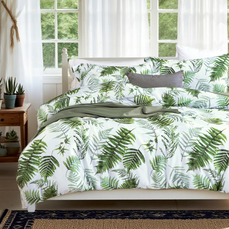 Ordonez Army Green Long-staple Cotton 500 TC 3 Piece Duvet Cover Set, Queen Duvet Cover + 2 Shams