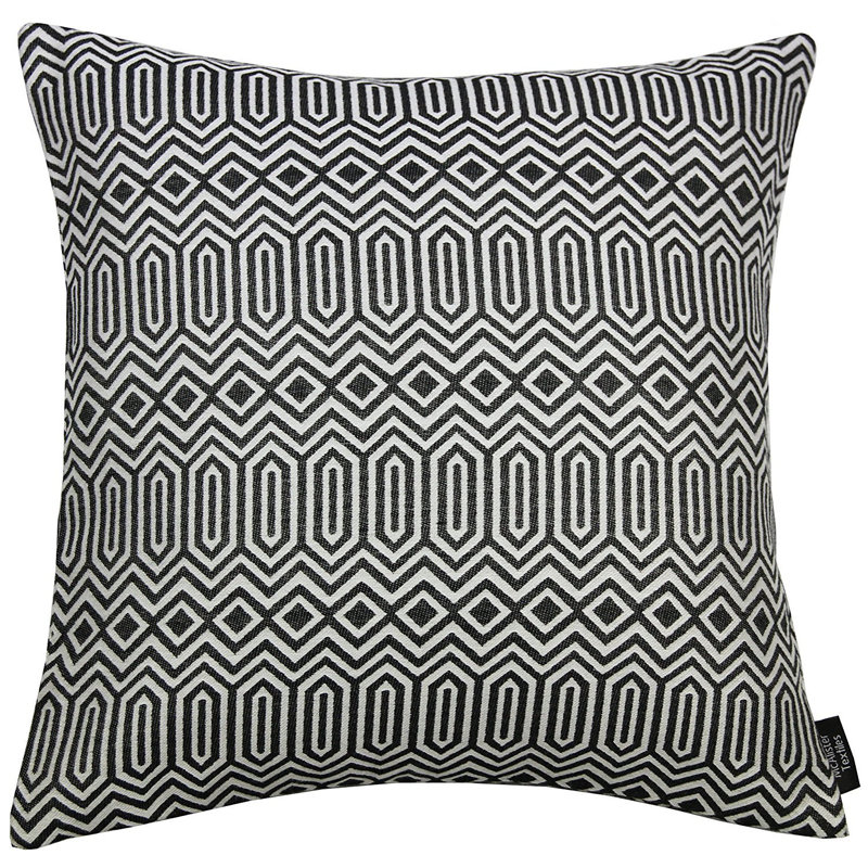 Cynthia Geometric Square Cushion Cover, 49 x 49 cm, Black