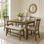 Emy 6Pc Counter Height Table Set, 4 White Chairs, Bench, Light Brown