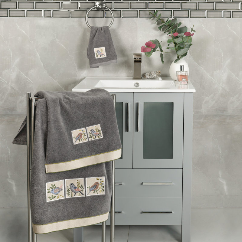 Ensemble de 2 serviettes de bain en coton turc, Gris anthracite