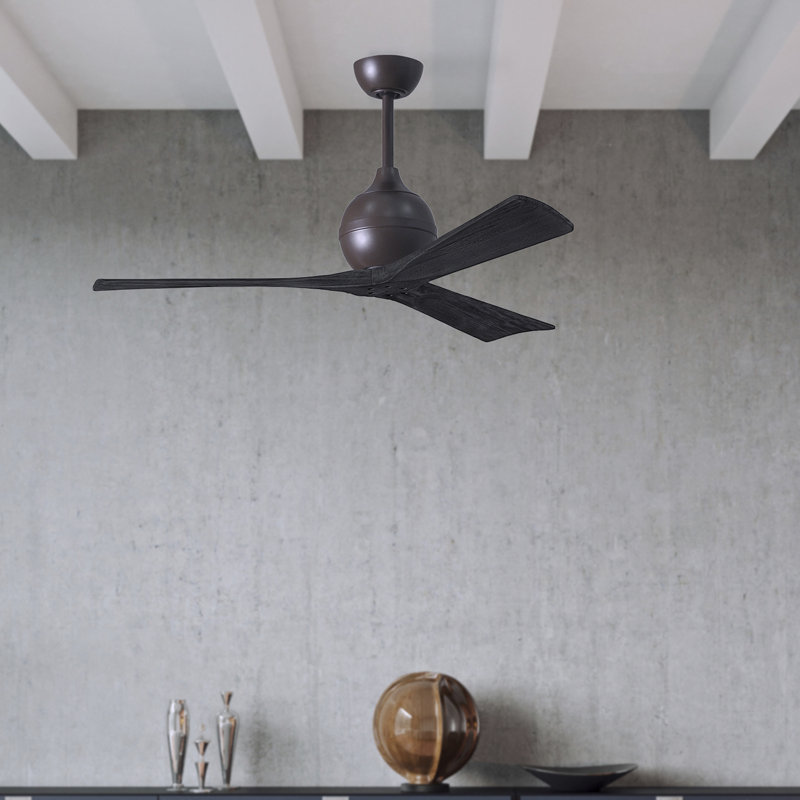 Ventilateur de plafond à 3 pales Irene, Bronze texturé, Noir mat, 52"