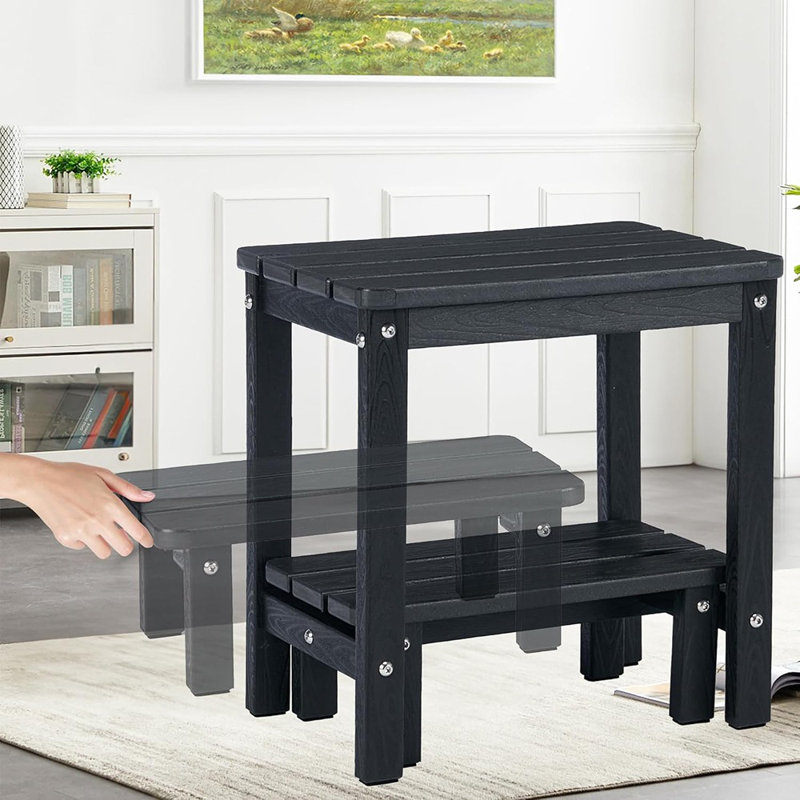 Table d'appoint d'extérieur 2 en 1 avec petit tabouret de pied amovible, ...