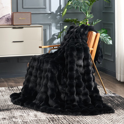 Heated Bubble Faux Fur Throw Blanket with 8 Smart Temperature Control