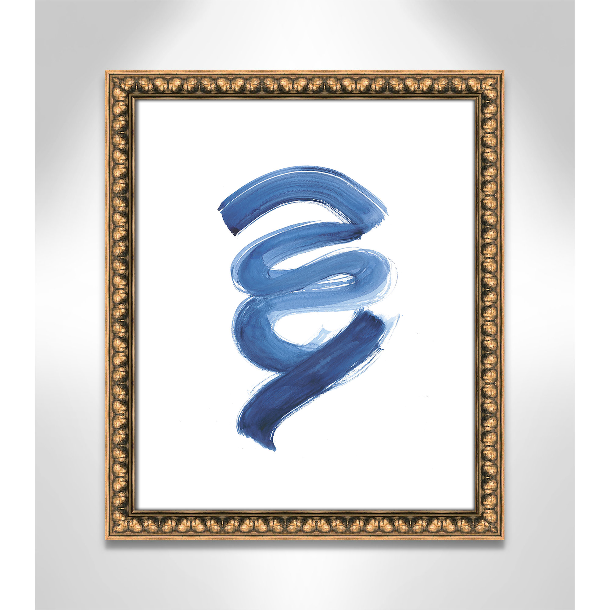 Slinky Indigo I by Filippo Ioco - Painting Print, Gold Bead Framed Paper, 19" H x 16" W x 1.13" D
