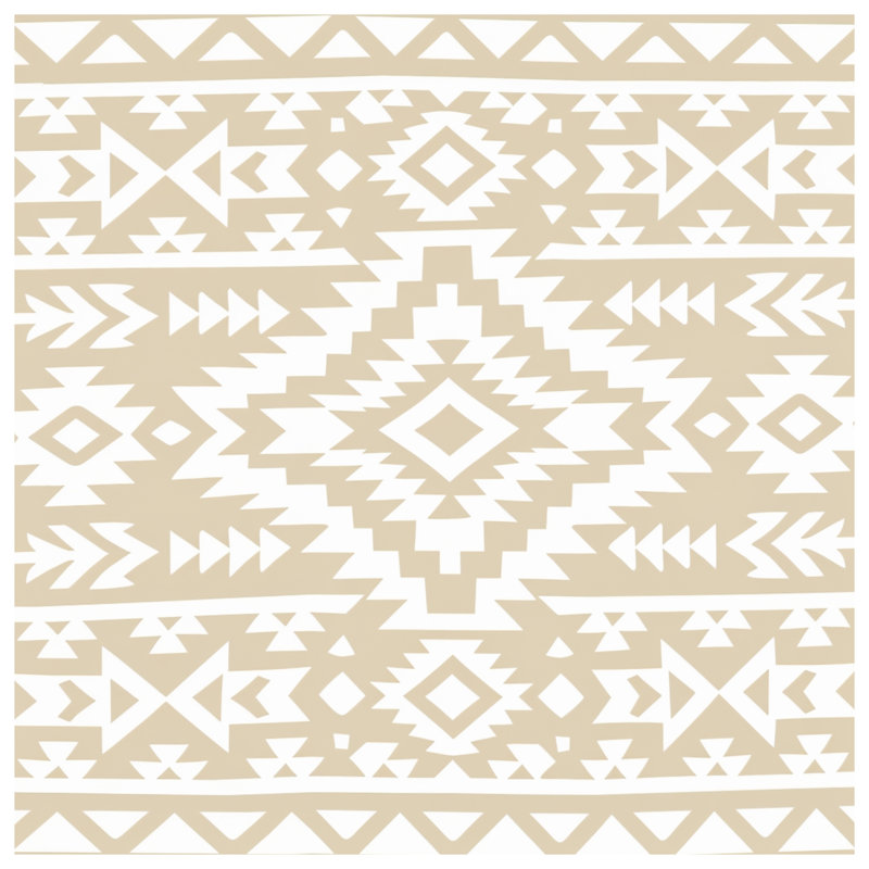 Tapis de bain beige à motif géométrique tribal, 34in W x 21in L
