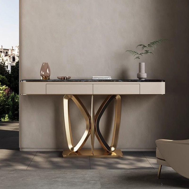 Console en pierre frittée de style italien, 33.4" H x 59" W x 13.7" D