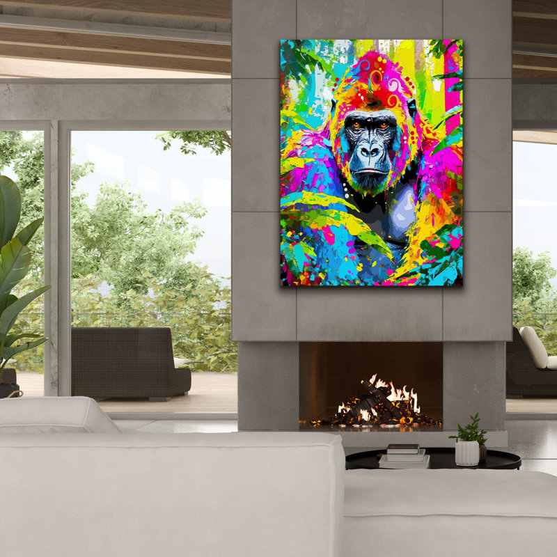 «The Chroma Gorilla» par Dean Russo, art mural sur toile, H 54 po x l 40 po x P 1,5 po