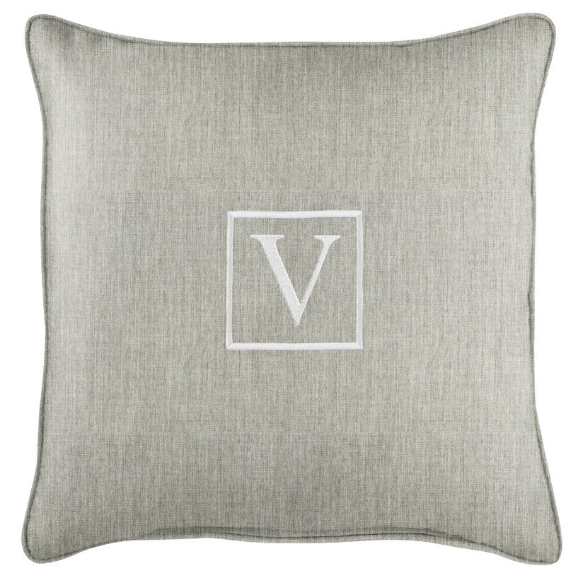 Kettil Embroidered Sunbrella® Outdoor Throw Pillow, Granite Gray, V