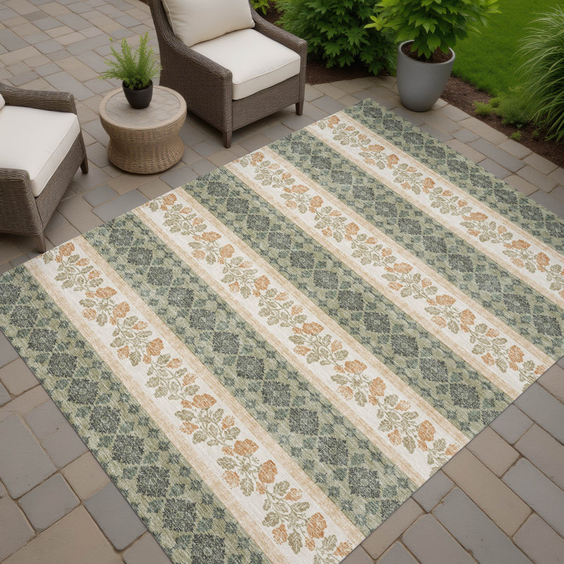 Machine Washable Indoor/Outdoor Chantille ACN2465 Stripes Rug, 2'6" x 3'10", Sage
