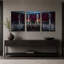 Ensemble de 3 toiles murales gothiques avec autel en forme de crâne et décorations d'Halloween rouges-1650729755