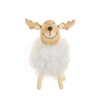 Grand ensemble de 3 renne en bois blanc moelleux