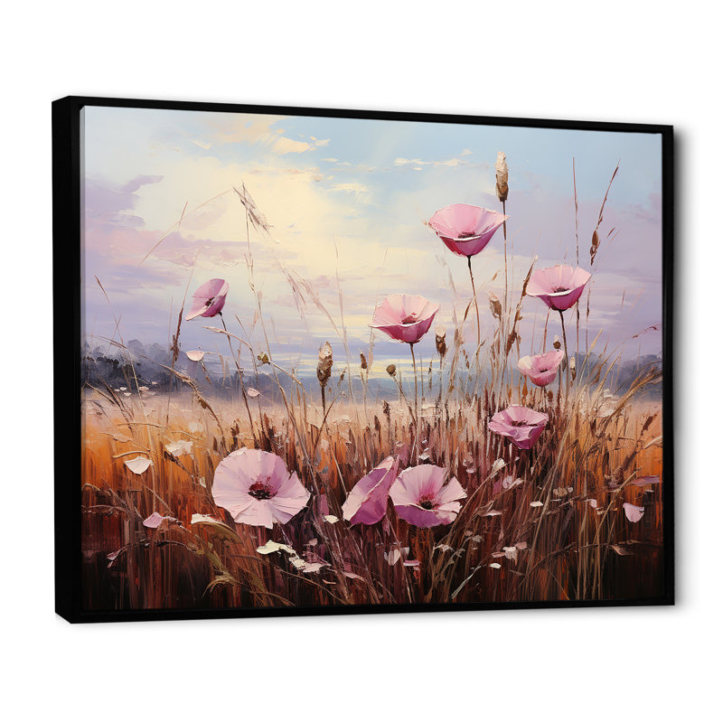 «Bloomed Flower Horizons II» sur toile, H 16 po x l 32 po x P 0,5 po, Cadre flottant noir